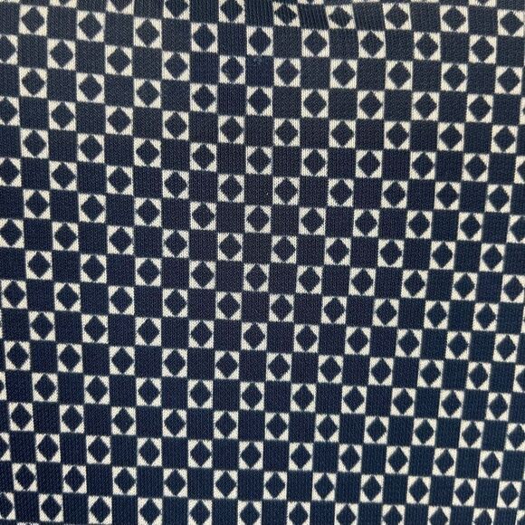 Ann Taylor Navy/White Square Diamond Print Blouse Cuff Sleeves Sz M - Picture 3 of 7